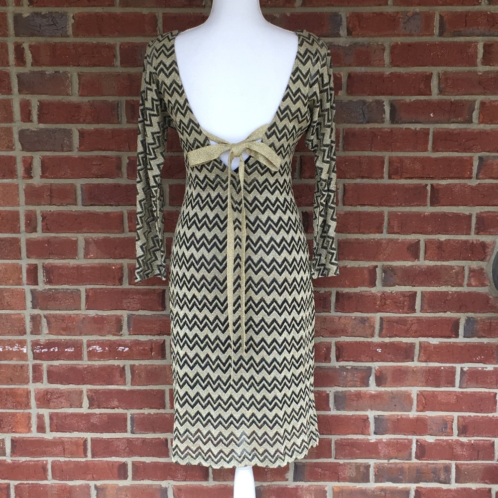 M missoni gold black chevron dress